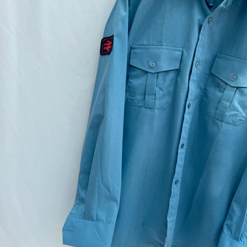 Vintage British Rail Uniform Shirt Cutlass Blue 1970s 1980s Train Memorabilia 16.5 - Image 4