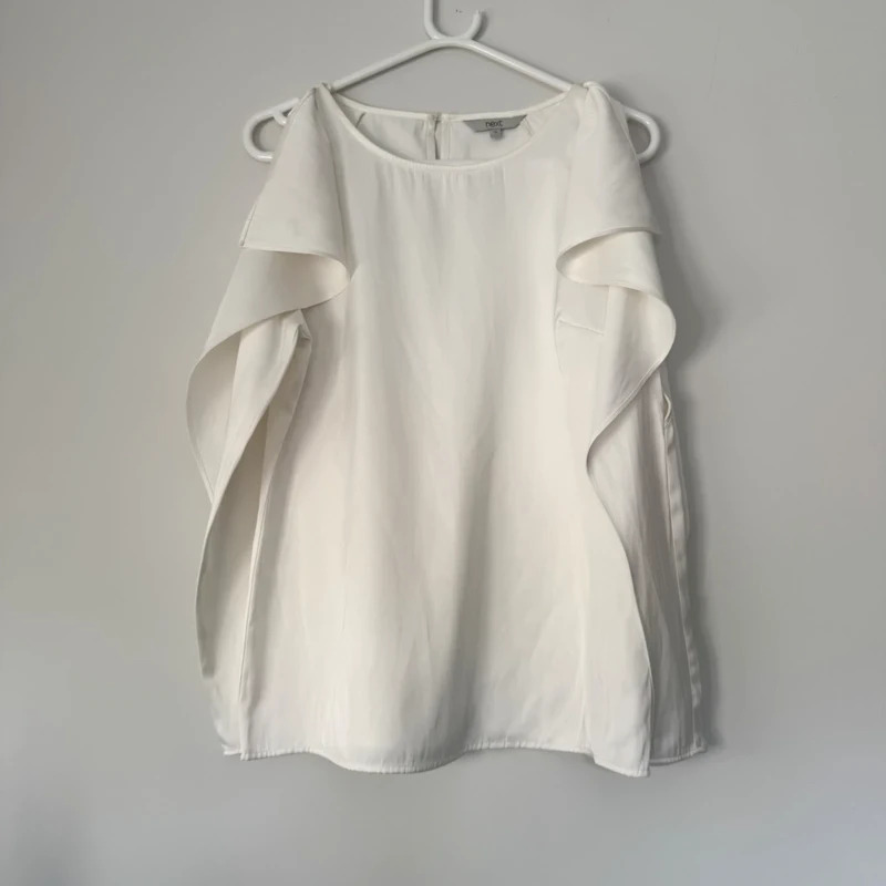 Next Ivory Layered Flutter Sleeve Occasion Blouse Top UK 10 Wedding Smart