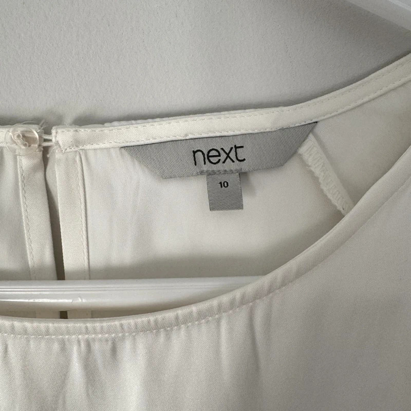 Next Ivory Layered Flutter Sleeve Occasion Blouse Top UK 10 Wedding Smart - Image 3