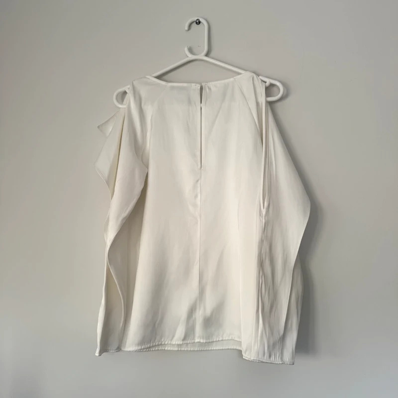 Next Ivory Layered Flutter Sleeve Occasion Blouse Top UK 10 Wedding Smart - Image 4