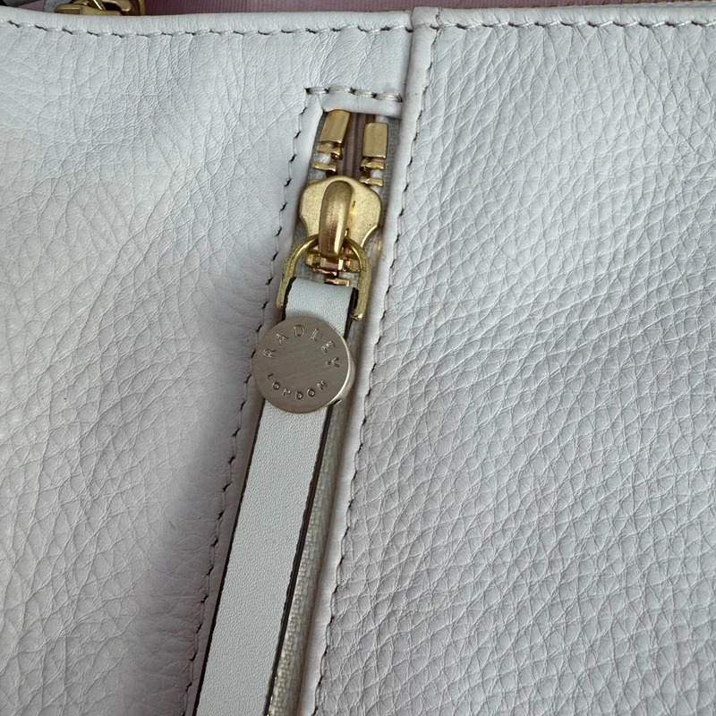 Radley London White Leather Zip Detail Crossbody Shoulder Bag Dust Bag - Image 4