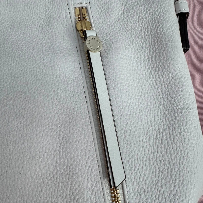 Radley London White Leather Zip Detail Crossbody Shoulder Bag Dust Bag - Image 5