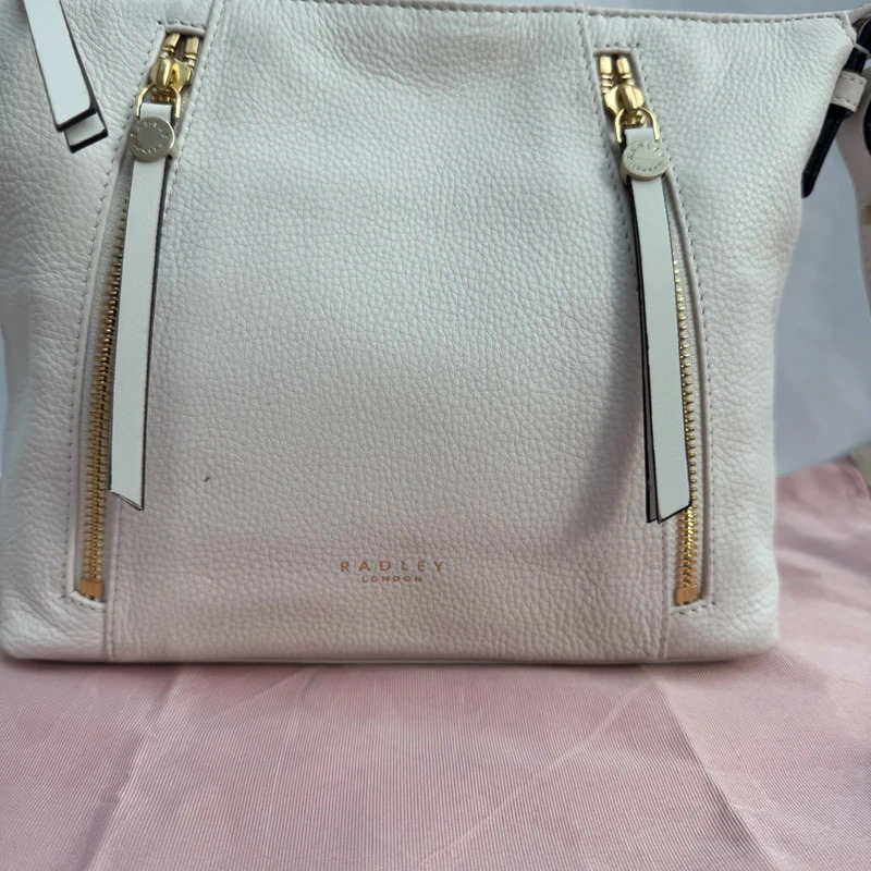 Radley London White Leather Zip Detail Crossbody Shoulder Bag Dust Bag - Image 8