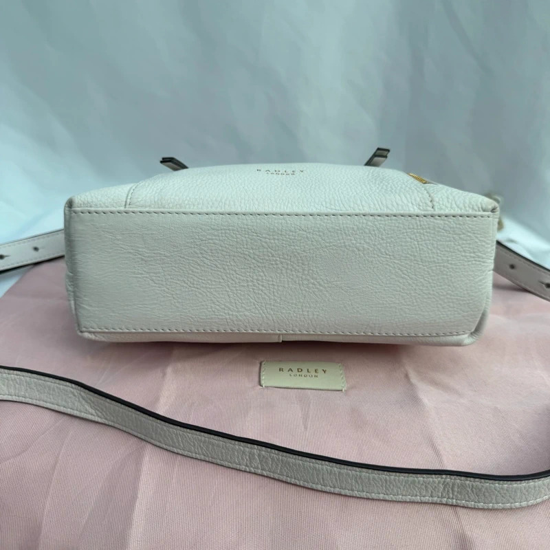 Radley London White Leather Zip Detail Crossbody Shoulder Bag Dust Bag - Image 9