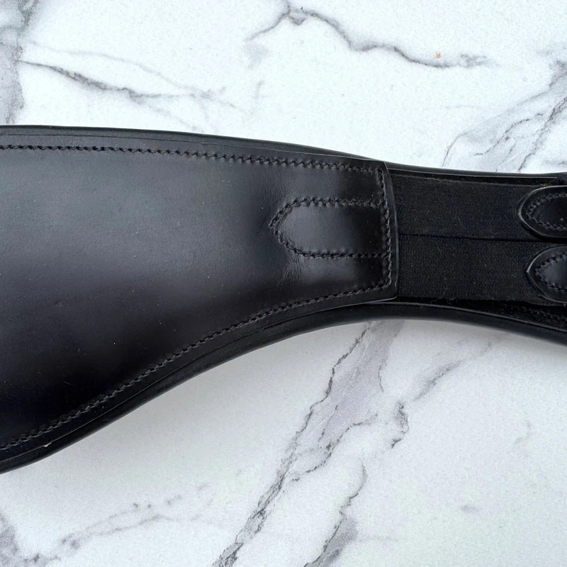 Premier Equine Black Anatomical Leather Dressage Girth 26" Double Elastic - Image 3