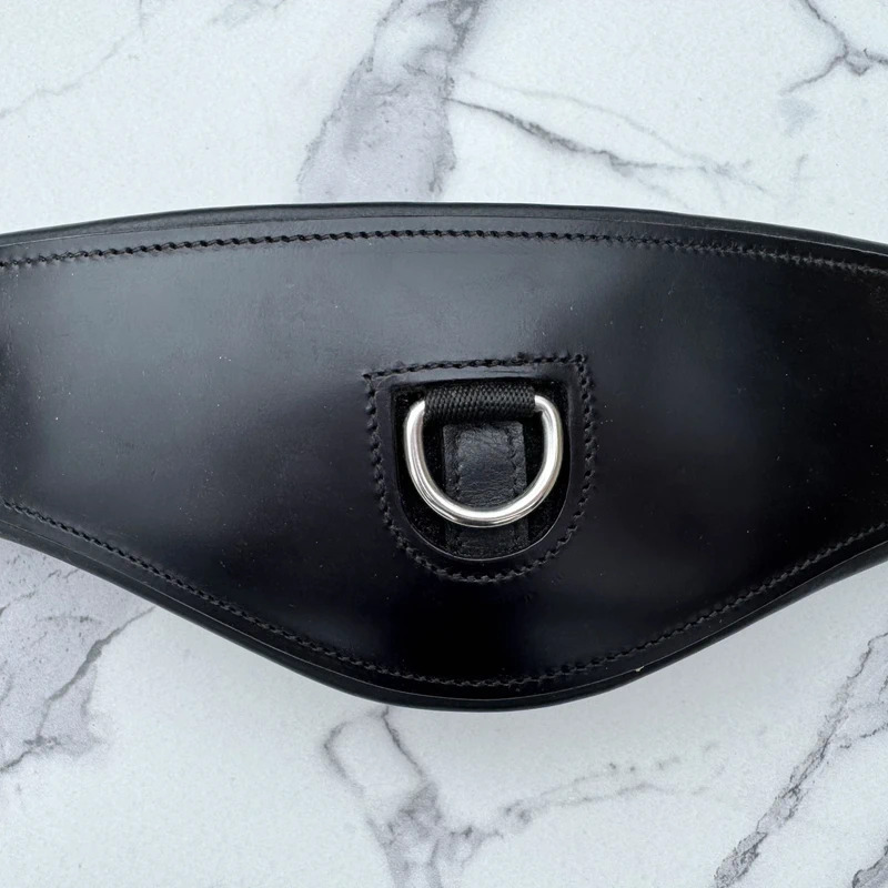 Premier Equine Black Anatomical Leather Dressage Girth 26" Double Elastic - Image 4