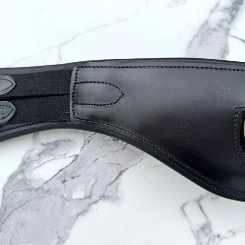 Premier Equine Black Anatomical Leather Dressage Girth 26" Double Elastic - Image 5
