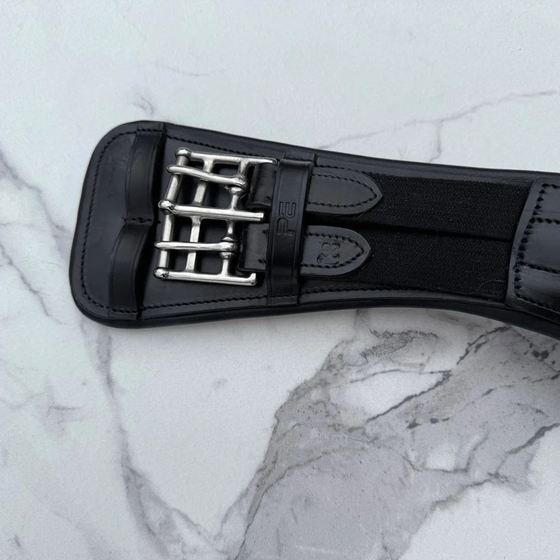 Premier Equine Black Anatomical Leather Dressage Girth 26" Double Elastic - Image 6