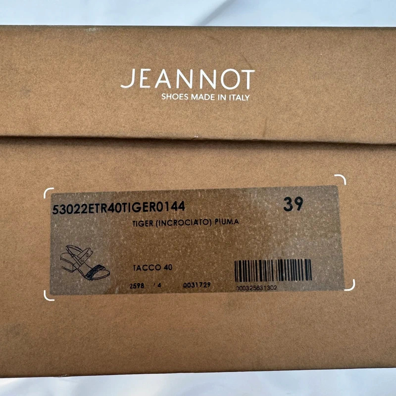 Jeannot Italy Tiger Pluma Suede Block Heel Sandals EU39 Taupe Crystal Eyelet Pre-loved - Image 15
