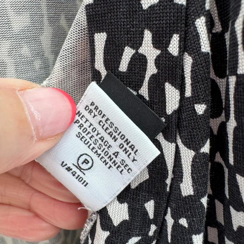 Diane Von Furstenberg DVF New Jeanne Two 100% Silk Wrap Dress Black & Cream Print US10 / UK12-14 - Image 11