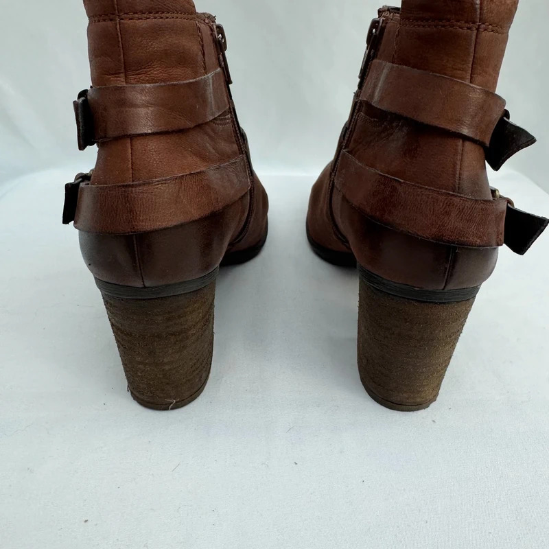 Josef Seibel Brown Leather Ankle Boots EU 40 UK 6.5 Buckle Strap Block Heel Comfort - Image 7