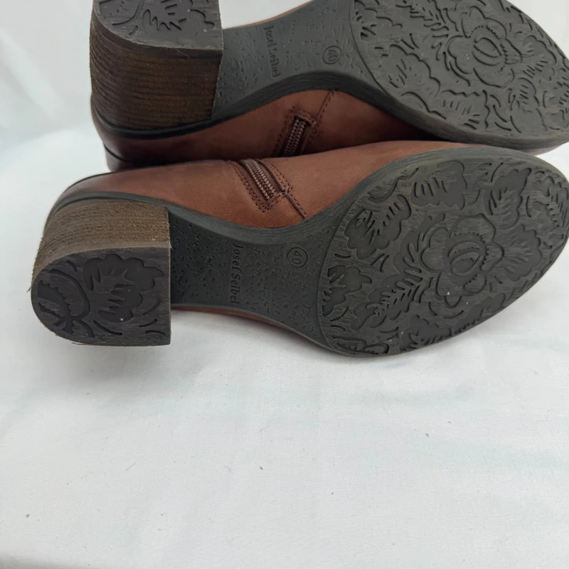Josef Seibel Brown Leather Ankle Boots EU 40 UK 6.5 Buckle Strap Block Heel Comfort - Image 15