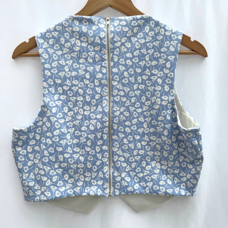 Topshop blue floral sleeveless crop top EU 44 / UK 16 - Image 6