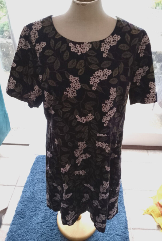 Seasalt Dark Blue Patterned Corduroy Dress with Pockets Lined UK Size 16