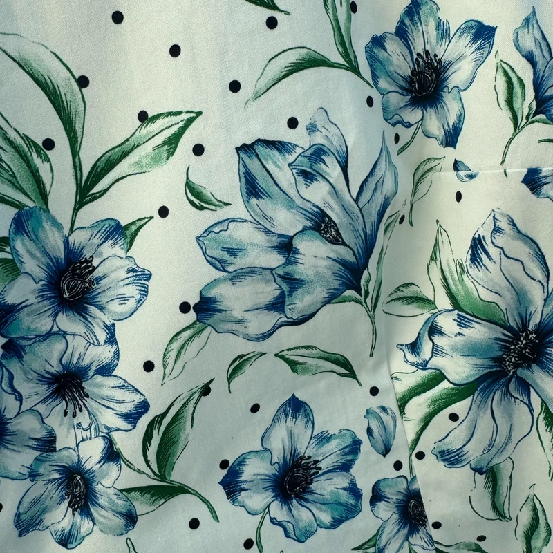 Hobbs Fiona Floral Shift Dress UK10 Blue White Polka Dot Occasion Cotton - Image 2
