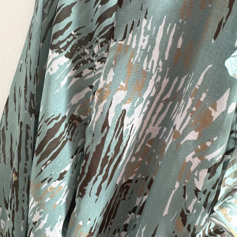 Next Sage Green Ruffle Wrap Blouse UK14 Long Sleeve Peplum Occasion Top - Image 3