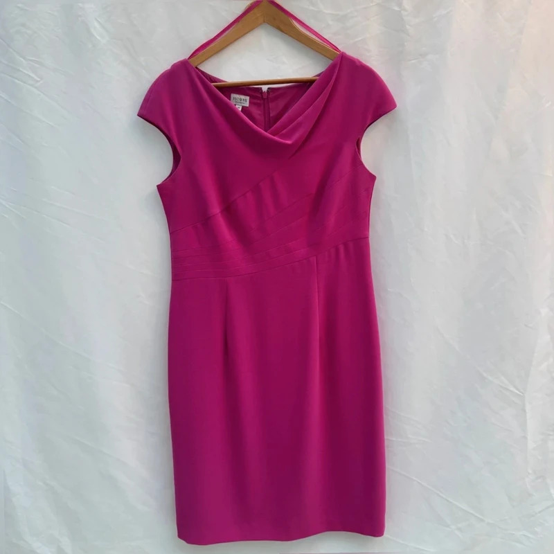 Hobbs Invitation Fuchsia Pink Cowl neck Dress | UK 14 | Occasion Pencil Dress