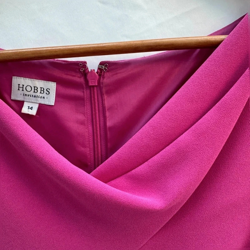 Hobbs Invitation Fuchsia Pink Cowl neck Dress | UK 14 | Occasion Pencil Dress - Image 4
