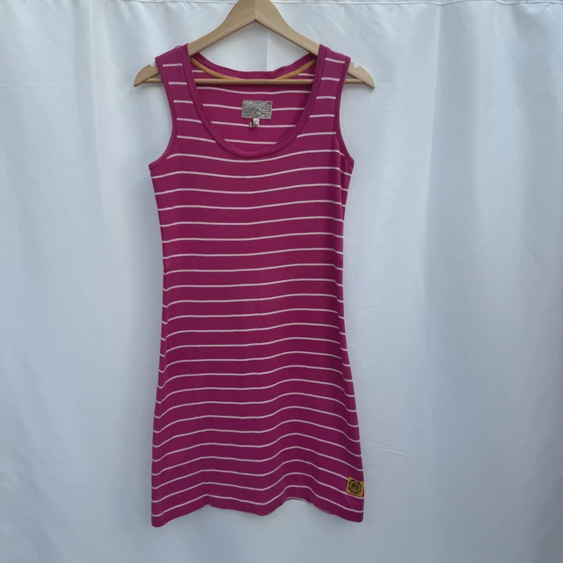 Joules Marina Pink White Striped Sleeveless Jersey Dress UK 10 100% Cotton
