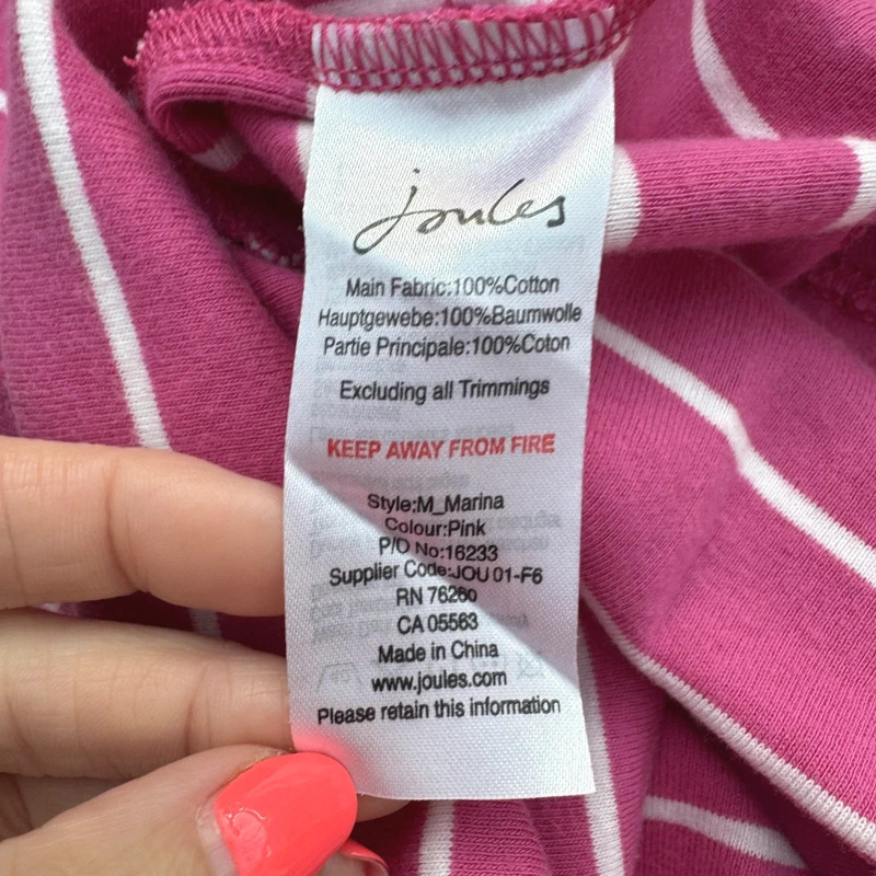 Joules Marina Pink White Striped Sleeveless Jersey Dress UK 10 100% Cotton - Image 7