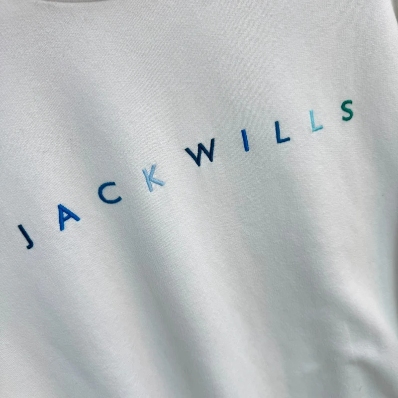Jack Wills White Drop Shoulder Sweatshirt Embroidered Spellout Logo UK 10 US 6 - Image 2