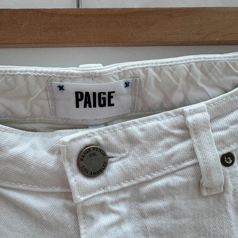 PAIGE White Denim Cropped Jeans | Waist 29" (UK 10) | Slim Fit | Step Hem - Image 2