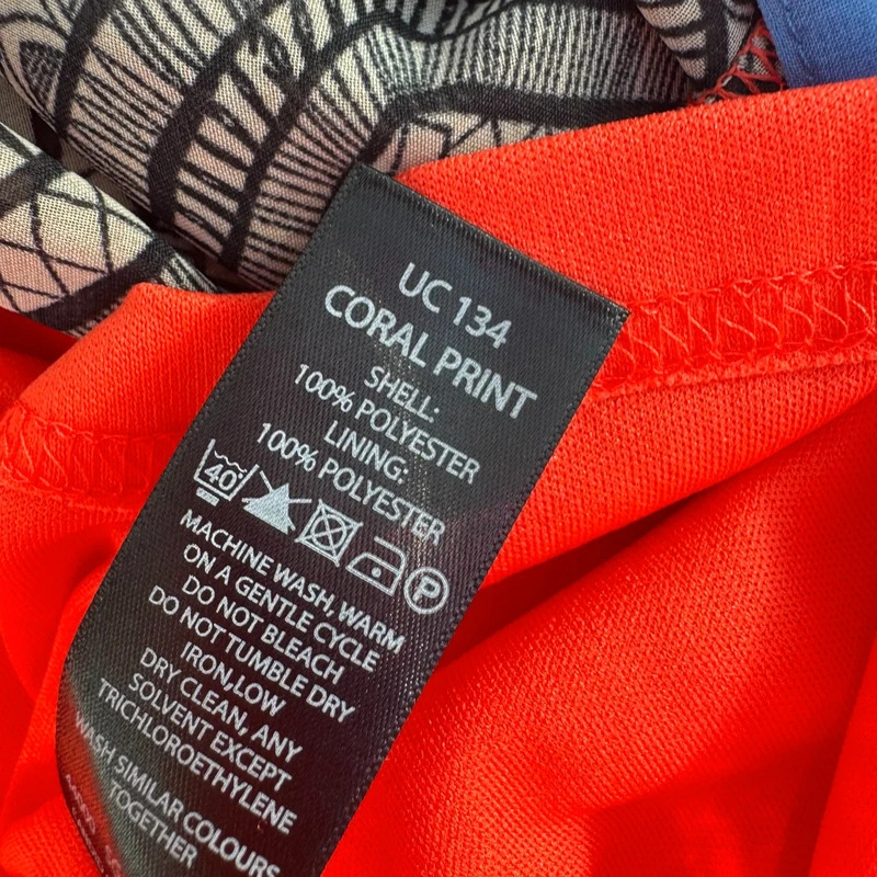 Grazia Strapless Maxi Dress Coral Print Blue Hem Belted Cruise Event Wedding Guest UK 20 - Image 12