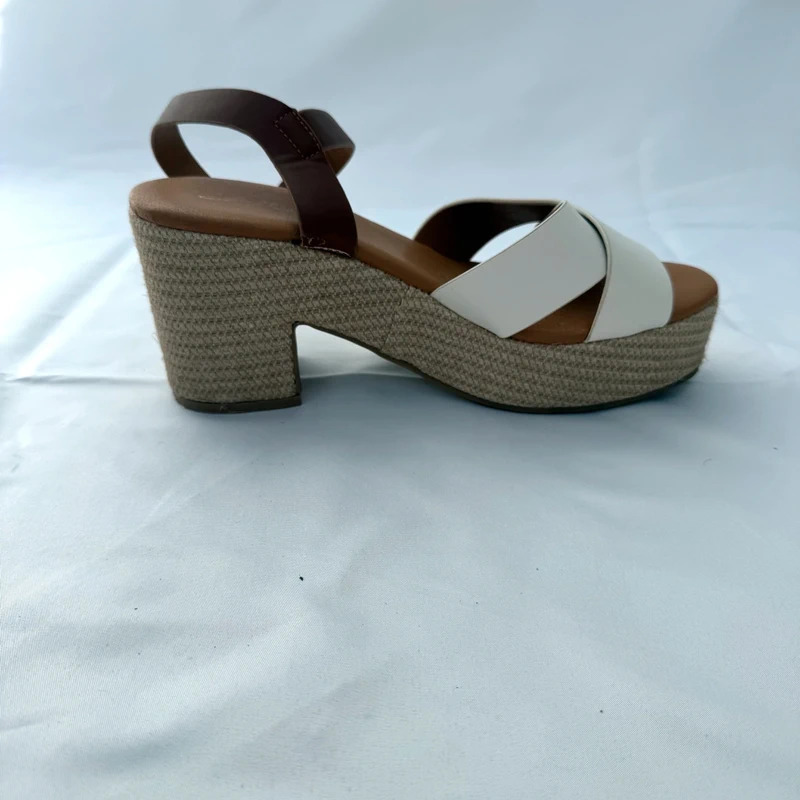 White Cross Strap Platform Sandals UK 6 EU39 Block Heel Summer Boho - Image 7