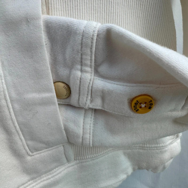 Joules Original O-Beachy Cream Sweatshirt | 1/4 Snap | Floral Lining | UK 12 Oversized - Image 2