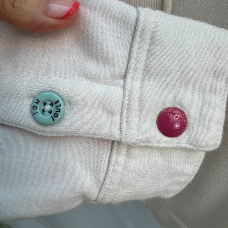 Joules Original O-Beachy Cream Sweatshirt | 1/4 Snap | Floral Lining | UK 12 Oversized - Image 5