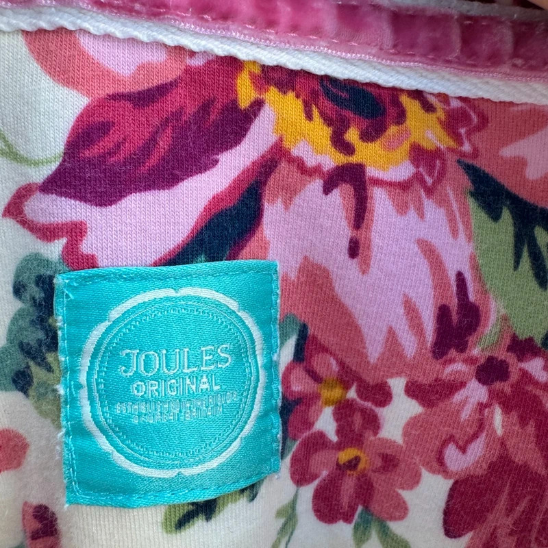 Joules Original O-Beachy Cream Sweatshirt | 1/4 Snap | Floral Lining | UK 12 Oversized - Image 8