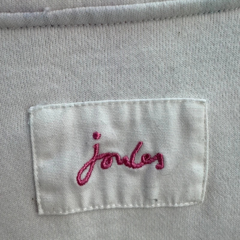 Joules Original O-Beachy Cream Sweatshirt | 1/4 Snap | Floral Lining | UK 12 Oversized - Image 10