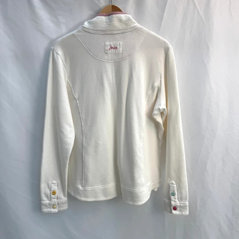 Joules Original O-Beachy Cream Sweatshirt | 1/4 Snap | Floral Lining | UK 12 Oversized - Image 11