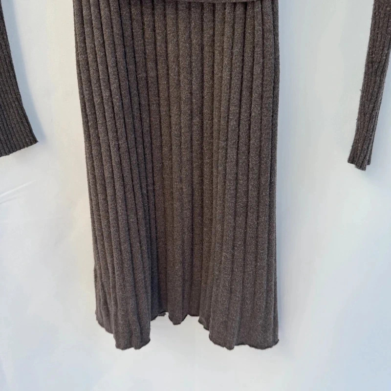 Yaya Sophisticated Brown Ribbed Knit Long Cardigan Belted Shawl Collar Size M - Image 8