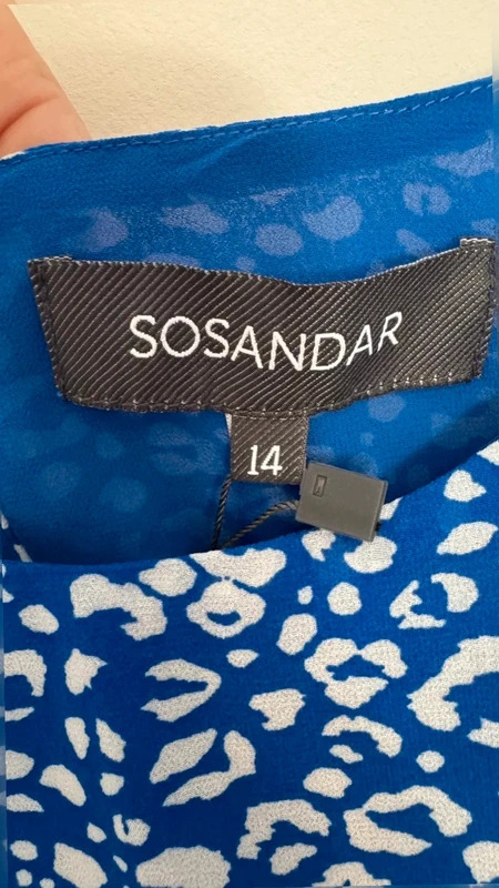 BNWT Sosandar Blue Animal Print Ruffle Sleeve Blouse UK 14 RRP 49 - Image 5