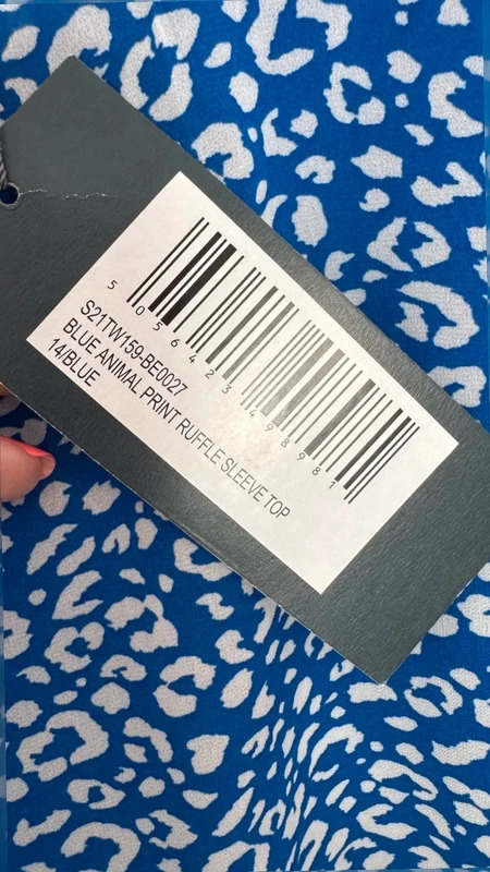 BNWT Sosandar Blue Animal Print Ruffle Sleeve Blouse UK 14 RRP 49 - Image 9