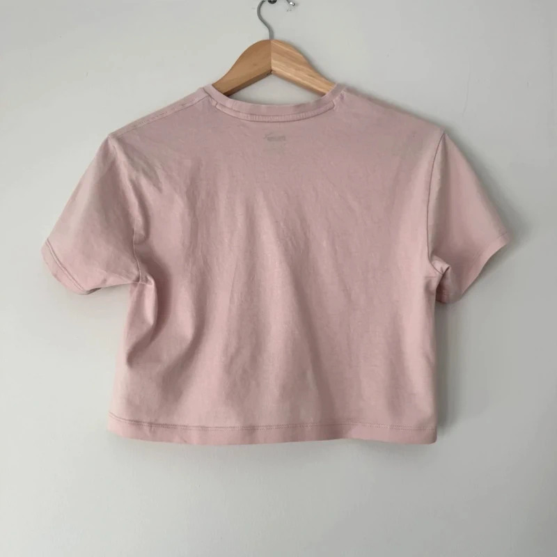 Puma pale Pink Crop T-Shirt UK 10 Age 11–12 Years Metallic Logo Short Sleeve - Image 4