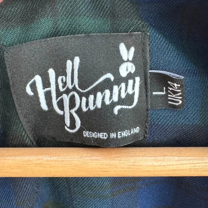 Hell Bunny Blackwatch Tartan Swing Dress UK 14 Sweetheart Neck Retro 50s Pinup - Image 4