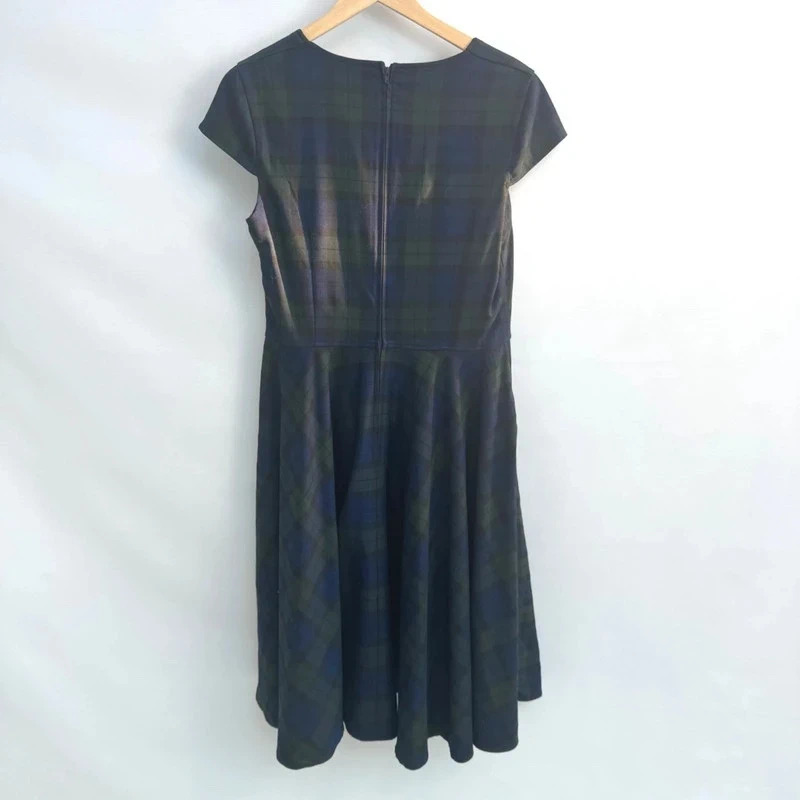 Hell Bunny Blackwatch Tartan Swing Dress UK 14 Sweetheart Neck Retro 50s Pinup - Image 6