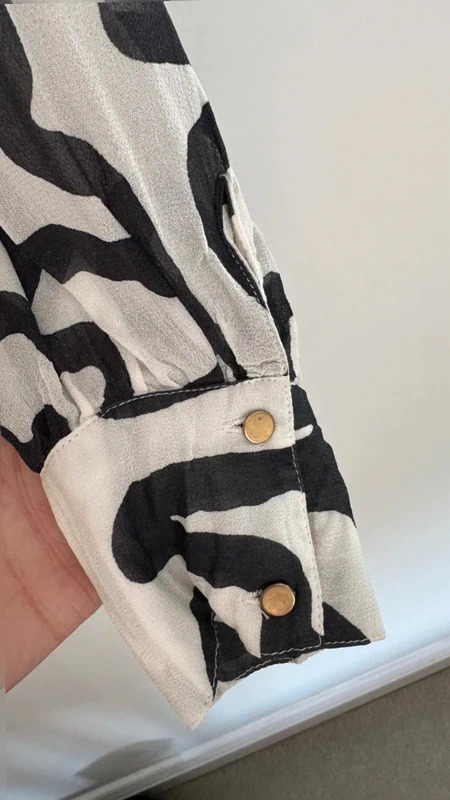 Next Black White Abstract Print Viscose Blouse UK14 Floaty Boho smart Top - Image 4