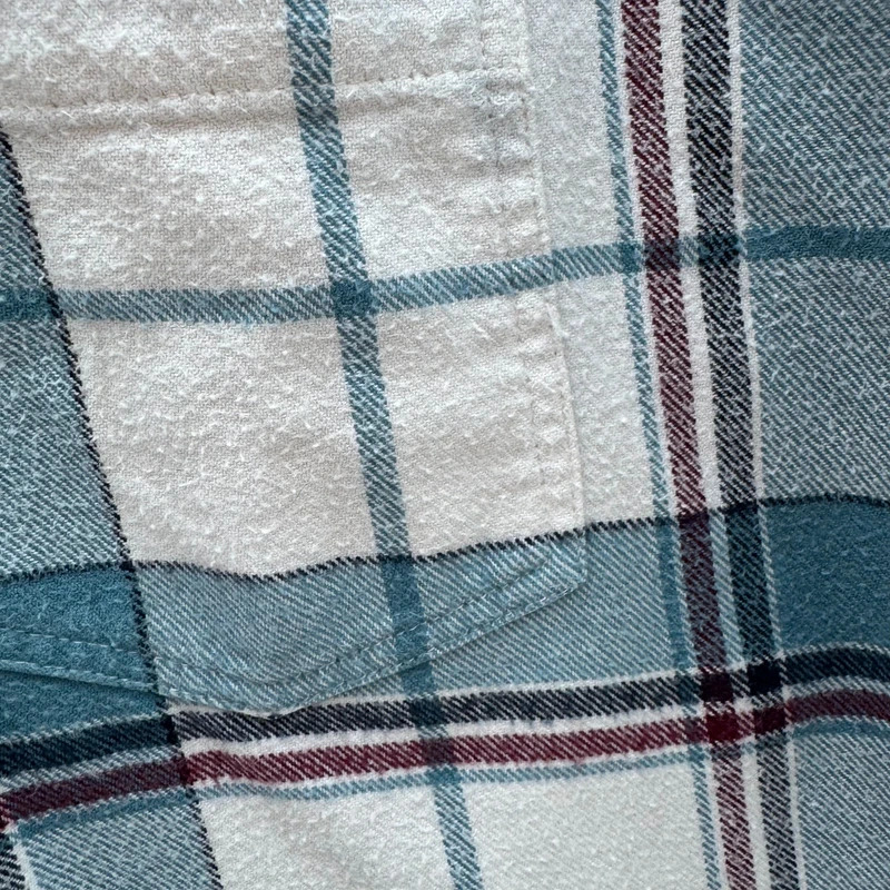 Jack Wills Cream & Teal Checked Flannel Boyfriend Shirt UK 14 L/S Pheasant Logo - Image 5