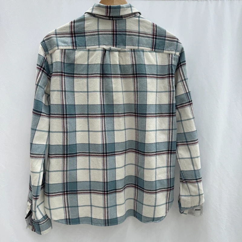 Jack Wills Cream & Teal Checked Flannel Boyfriend Shirt UK 14 L/S Pheasant Logo - Image 7