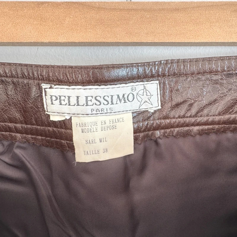 Pellessimo Paris Y2K Brown Lambskin Leather Mini Skirt – FR38 / UK10 - Image 3