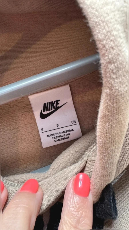 Nike Tan Tape Sleeve Hoodie Size S – Embroidered Logo Kangaroo Pocket Drawstring - Image 6
