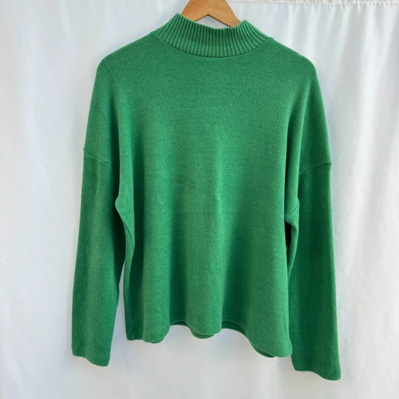 F&F Emerald Green Mock Neck Jumper Labelled M Generous Fit UK 14 16