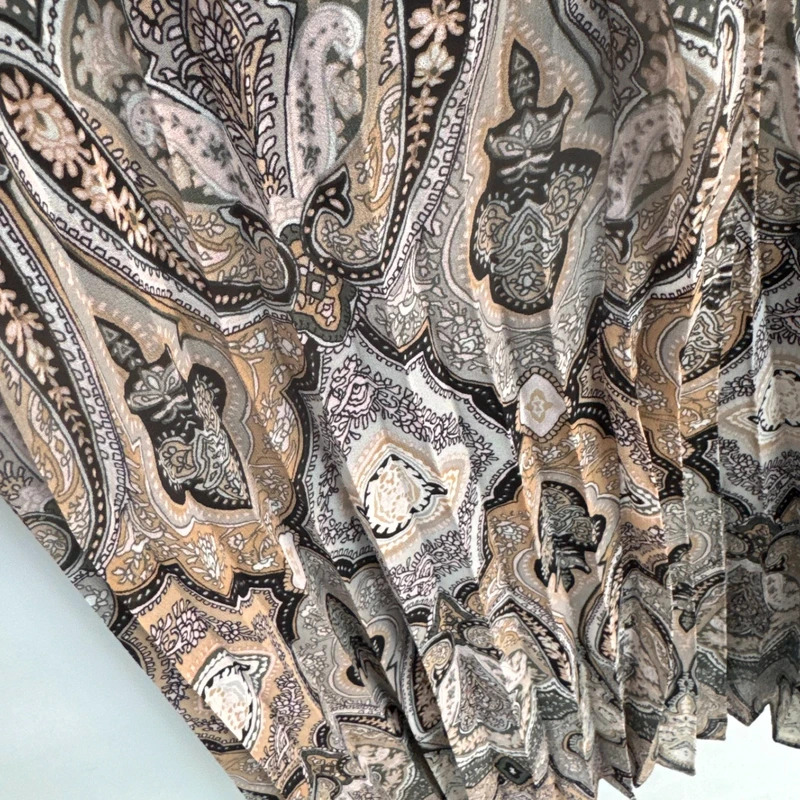 Monsoon Madeline Dress UK 10 Grey Paisley Print Pleated Long Sleeve BNWT rrp £85 - Image 4
