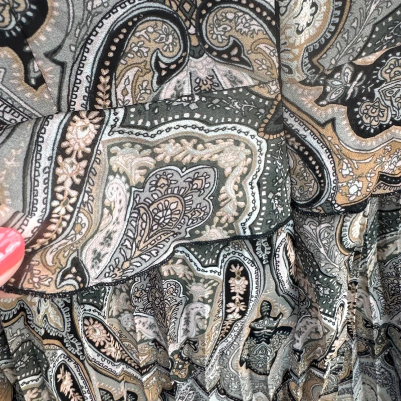 Monsoon Madeline Dress UK 10 Grey Paisley Print Pleated Long Sleeve BNWT rrp £85 - Image 5