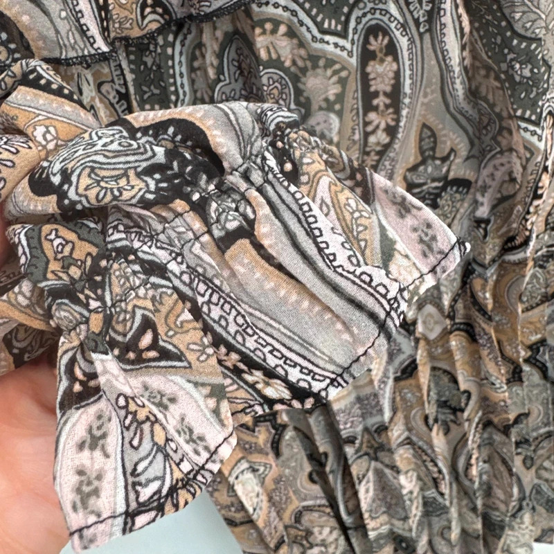 Monsoon Madeline Dress UK 10 Grey Paisley Print Pleated Long Sleeve BNWT rrp £85 - Image 6