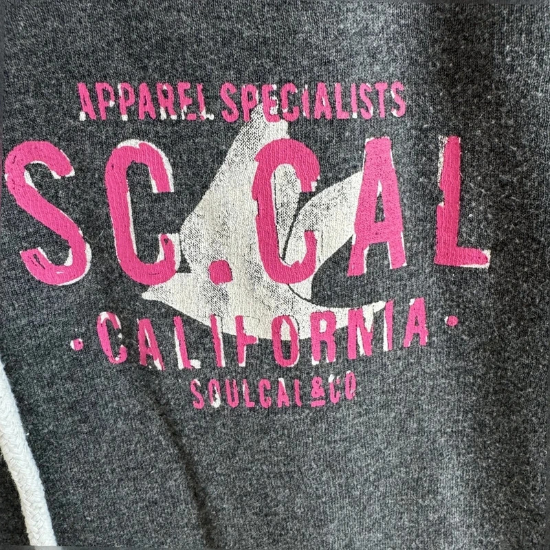 SoulCal & co California Grey Hoodie UK 14 Pink Logo Casual Sweatshirt - Image 2