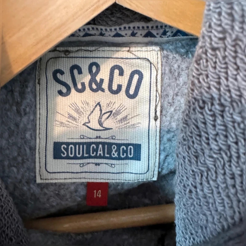 SoulCal & co California Grey Hoodie UK 14 Pink Logo Casual Sweatshirt - Image 5